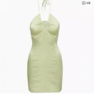 Aritzia Sunday Best BLACK Satin Gidget Halter Dress NWT